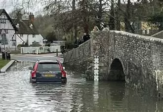 Not again! Another car gets stuck in flooded ford - despite fire service warning