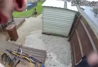 Dramatic footage shows moment suspect jumps from second-floor window to evade arrest