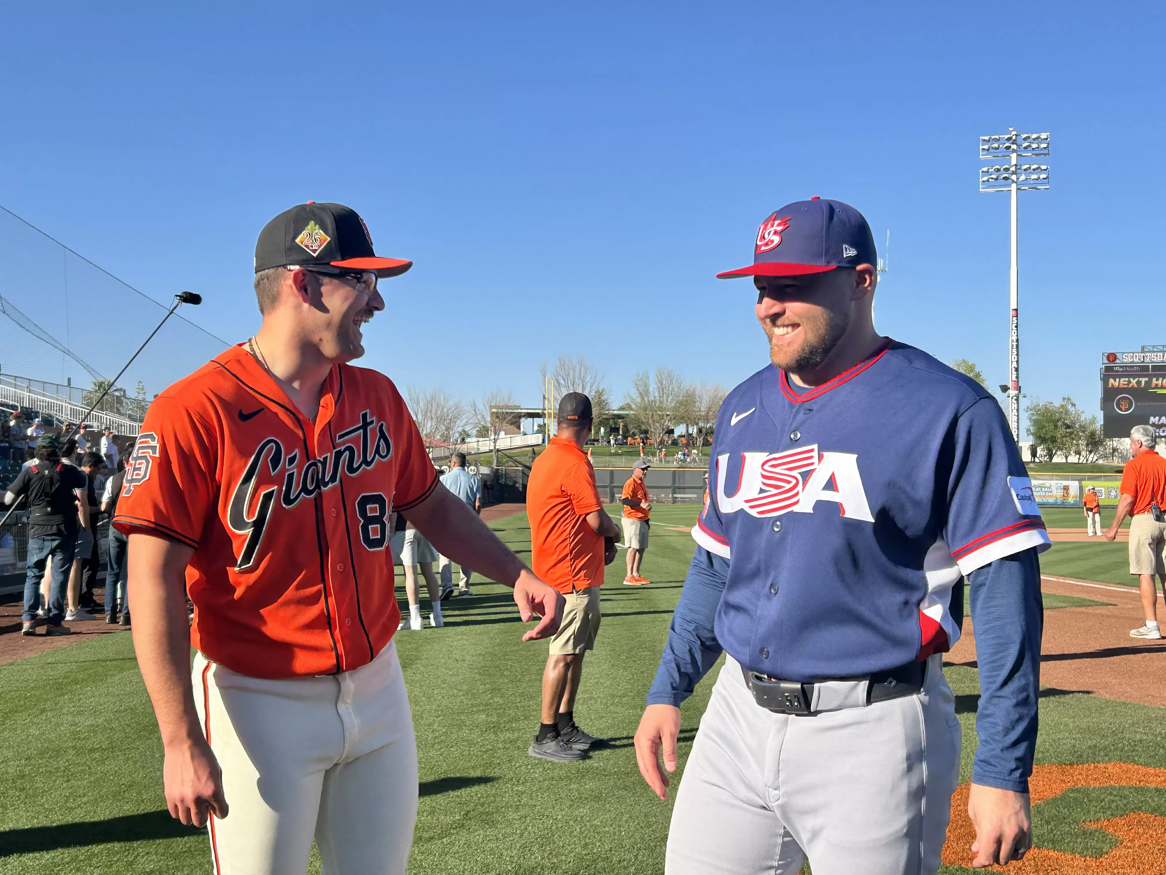 ‘Brotherly bond’: Will, David Bednar share memorable moment in SF Giants’ exhibition vs. Team USA