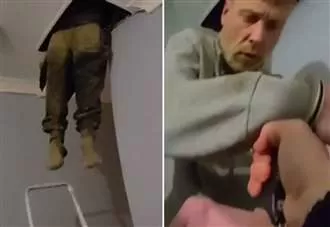 'Come out of the loft, this is ridiculous!' Moment police find burglar’s hiding spot